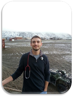 Family Medicine Residency (FMR) resident providing medical care in the frozen wilderness